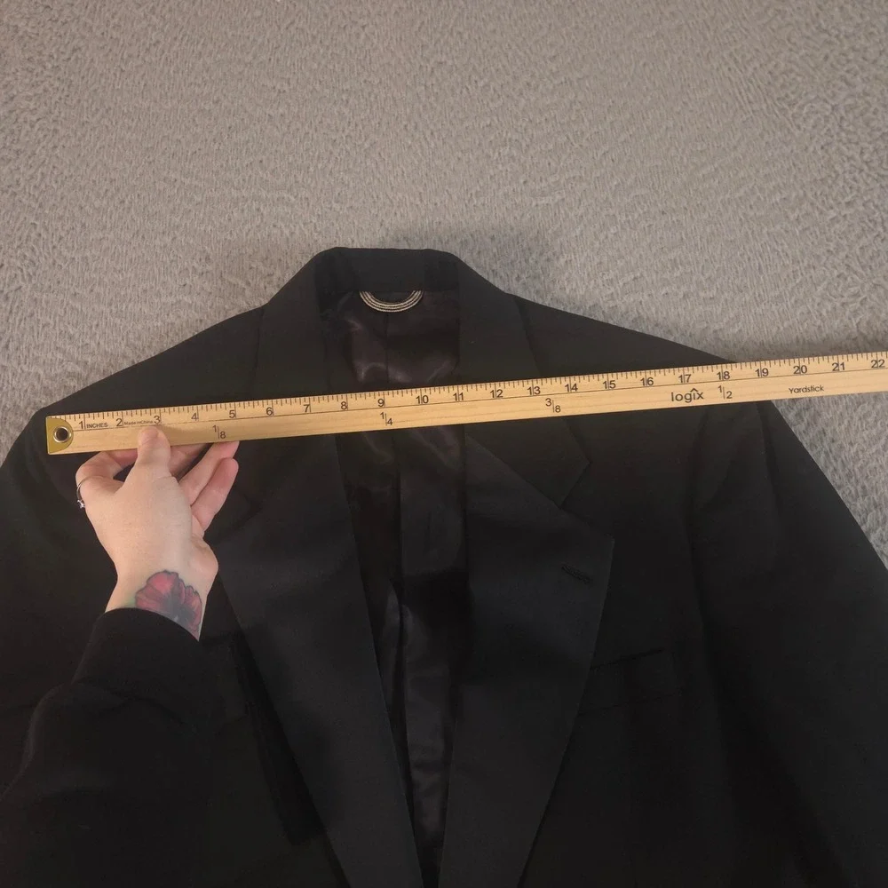 VINTAGE Christian Dior Tuxedo Mens 40R Black Peak Lapel Satin Trim Blazer 90s